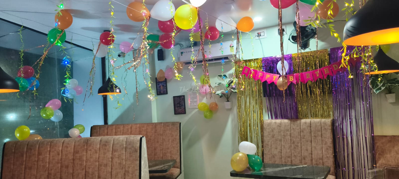Birthday celebration setup with balloons