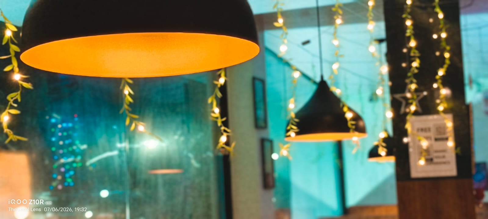 Warm golden pendant lighting